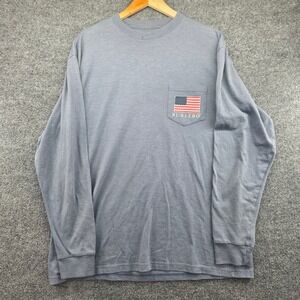 Burlebo Mens Blue Long Sleeve Graphic Pocket T-Shirt Reagan JFK W Size Large